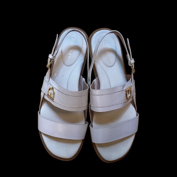 Cole Haan Leather White Sandals, flat, size 7 - Picture 1 of 11